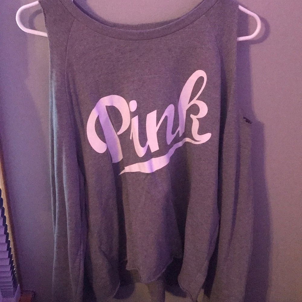 gray cold shoulder sweater